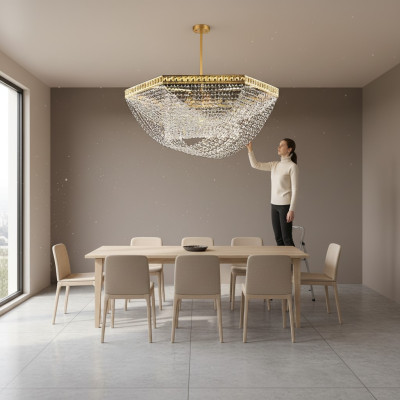 Lampadario a soffitto di lusso in oro lampadario lampada a soffitto luminiera cristallo arte
