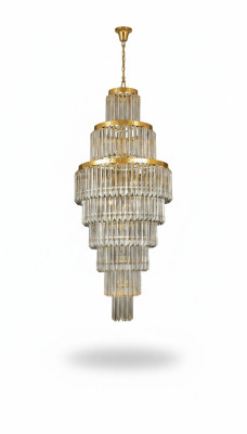 Lampadario a soffitto di lusso in oro, lampadario a cristalli XXL.