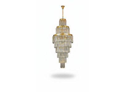Lampadario a soffitto di lusso in oro, lampadario a cristalli XXL.