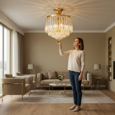 Lampadario da soffitto di lusso in oro lampadario lampada a soffitto lustro cristallo arte.