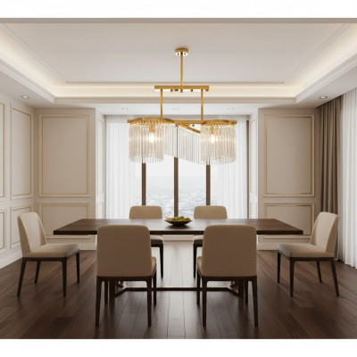Lustro lampadario a soffitto di lusso in vetro moderno in oro.