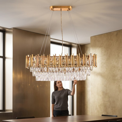 Lampadario Lampadario a soffitto di lusso in oro Lampadario a soffitto di cristallo di lusso Lux