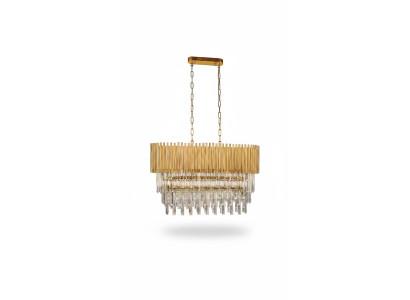 Lampadario a soffitto di lusso in oro con cristalli.