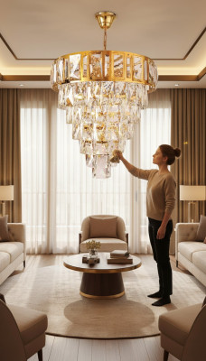 Lampadario a soffitto Lampadario di lusso in oro Lampada a soffitto Lampadario di cristallo luminoso