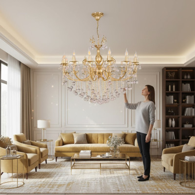 Lampadario a soffitto lampadario di lusso in oro lampada a soffitto lustro lampadari di cristallo
