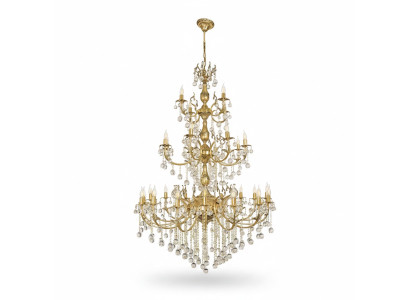 Lampadario a sospensione xxl di lusso in oro con cristalli.
