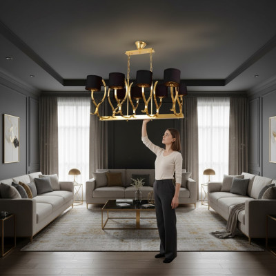 Lampadario lampada a soffitto xxl in oro lampada da soffitto in metallo