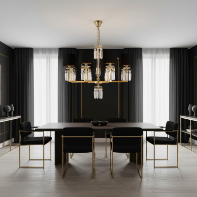 Lampadario lampadario soffitto dorato lampada a soffitto lustrini di cristallo nero