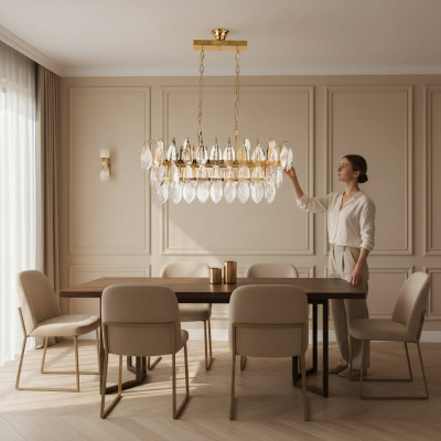 Lampadario a candeliere lustro lussuoso oro lampada da soffitto in cristallo.