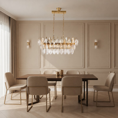 Lampadario a candeliere lustro lussuoso oro lampada da soffitto in cristallo.