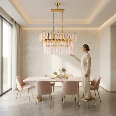 Lampadario lampadario lampadario di lusso in oro soffitto in cristallo lustrino.