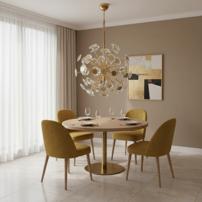 Lampadario a sospensione in oro con cristalli moderno
