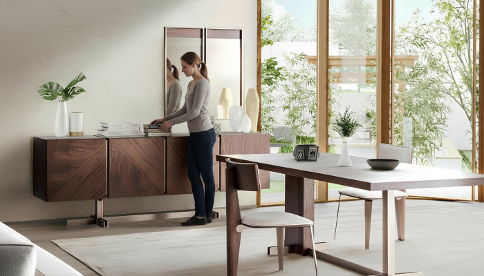 Sala da pranzo tavolo da pranzo gruppo sedie credenza 8 pz legno tavolo marrone gruppo da pranzo