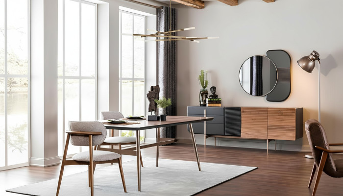 Mobile contenitore di lusso con specchio, credenza, mobile basso. Nuovissimo set di mobili da sala da pranzo.