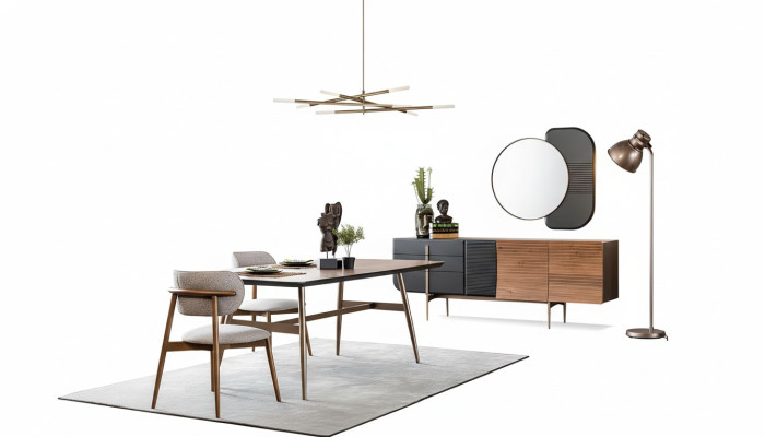 Gruppo da pranzo Sala da pranzo Tavolo Sedie Madia Set 7 pezzi Legno Marrone Nuovo