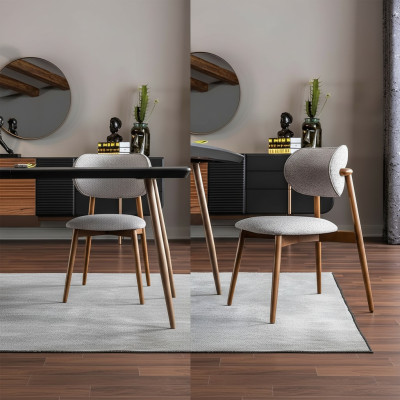 Set di sedie da pranzo 4 pezzi, sedie da cucina senza braccioli in tessuto grigio.   Set di 4 sedie da pranzo, sedie da cucina senza braccioli in tessuto grigio.