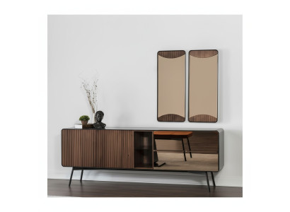 Mobile bar credenza credenza specchio legno moderno marrone set assortito