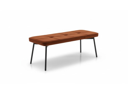 Mobili da seduta, panca imbottita, panca in legno, imbottita, stoffa, moderna, arancione, nuova.