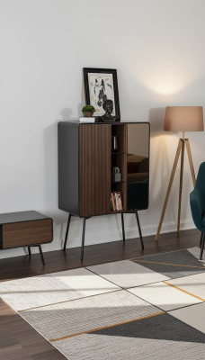 Mobile bar credenza retro armadietto soggiorno in legno cantinetta vino marrone