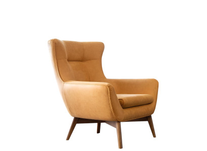Poltrona Poltrona con le Alte Orecchie a Guscio Poltrona da Cocktail Posti a Sedere Design Moderno Ecopelle Gialla