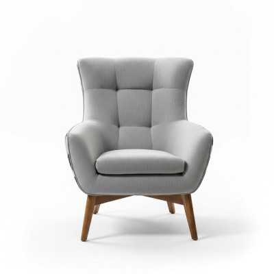 Poltrona Poltrona orecchie poltrona da cocktail Sedile design moderno grigio in stoffa