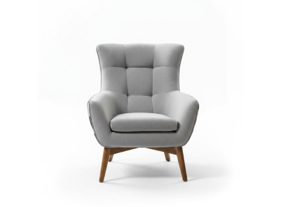 Poltrona Poltrona orecchie poltrona da cocktail Sedile design moderno grigio in stoffa