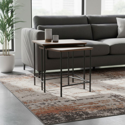 Tavolini da caffè di lusso moderni in legno, set completo marrone, nuovo.