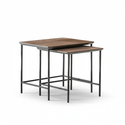 Tavolini da caffè di lusso moderni in legno, set completo marrone, nuovo.