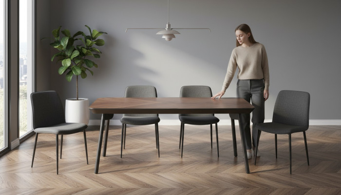 Tavolo da caffè lungo nuovo in legno marrone.