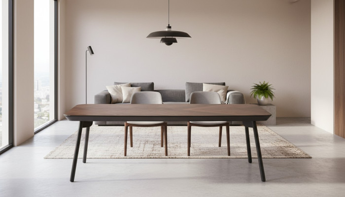 Tavolo da caffè lungo nuovo in legno marrone.