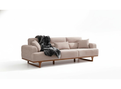 Divano beige per tre persone, poltrona, poltrona di lusso beige, mobili moderni.