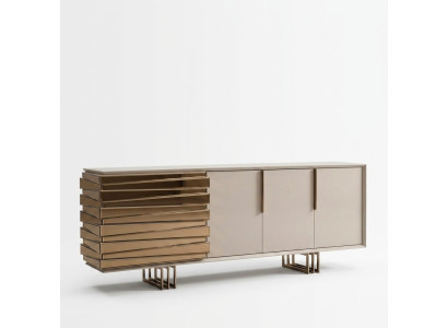 Tavolino credenza mobile in legno beige e oro lussuoso soggiorno.