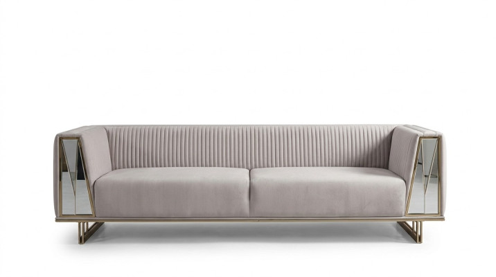 Set di divani moderni tre posti in tessuto grigio blu design divano 2 pezzi.