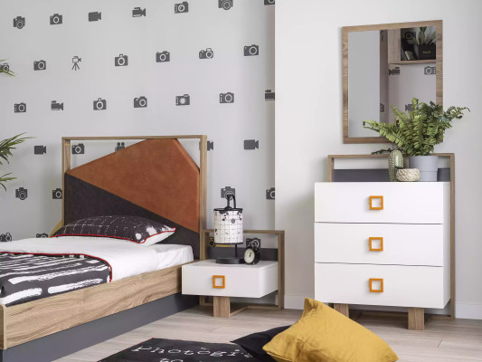 Comodino Comodino Consolle per la notte Comodino per bambini Camera dei bambini Legno Grigio Moderno