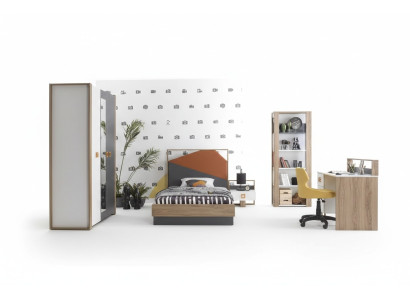 Struttura del letto Set per la camera dei bambini Scrivania Grigia 5 pezzi in legno.