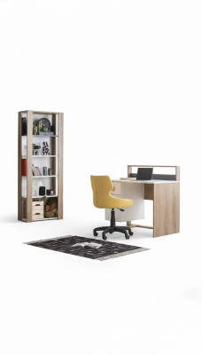 Scrivania per bambini Scrivania Scaffale in legno Marrone Set 3 pezzi Sedia