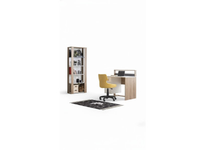Scrivania per bambini Scrivania Scaffale in legno Marrone Set 3 pezzi Sedia