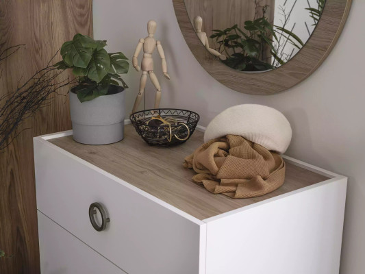Gruppo comò con specchio Comodini Legno Bianco Set di armadi da camera