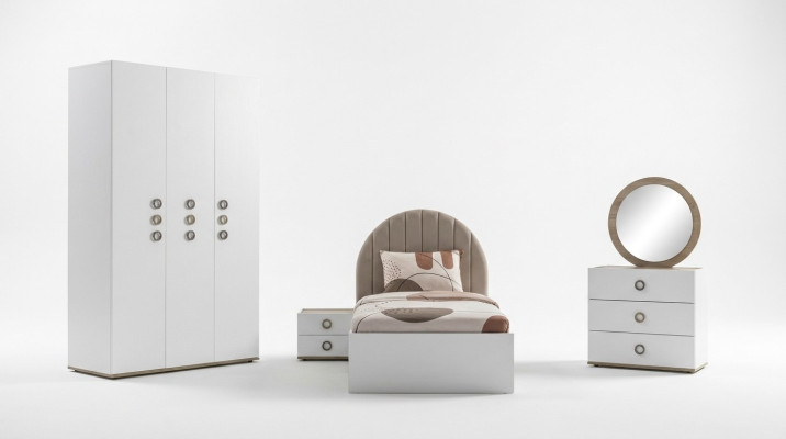 Garnitura Camera dei bambini Letto completo Mobili per bambini in legno Bianco Set 5 pezzi