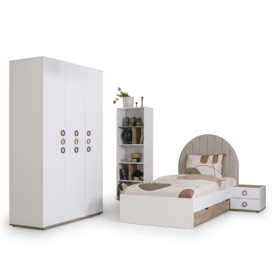 Design camera da letto per bambini Letto completo Mobili per bambini Legno Bianco Set 4 pezzi Nuovo
