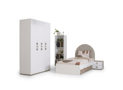 Design camera da letto per bambini Letto completo Mobili per bambini Legno Bianco Set 4 pezzi Nuovo