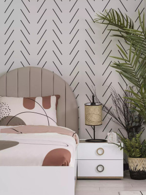 Set di mobili per ragazzi in camera da letto, comodino, letto in legno bianco, 4 pezzi.