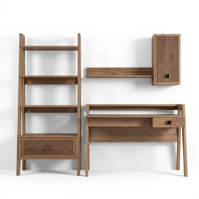 Scrivania per bambini Scaffale Scrivania Libreria in legno Marrone Set 3 pezzi Scaffale
