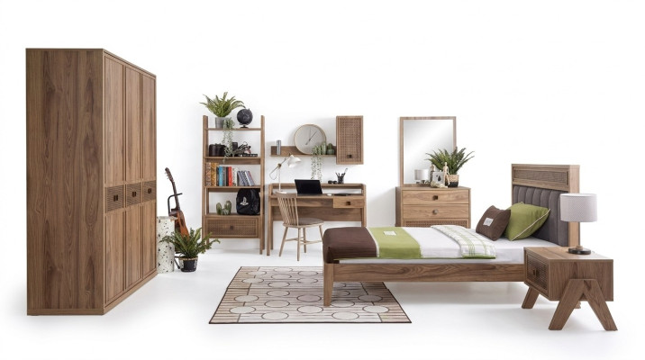 Completo letto per bambini mobili per bambini camera da letto letto in legno marrone set 8 pezzi