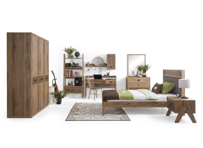 Gruppo di mobili per bambini Letto per ragazzi Camera da letto per bambini Letto Legno Marrone Set 8 pezzi