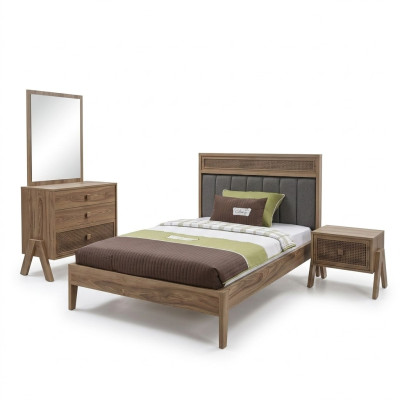 Mobili per bambini completo Letto per bambini Camera da letto Letto Legno Marrone Set 4 pezzi
