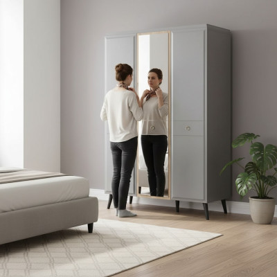Armadio armadio Armadio in legno Mobili da camera da letto in legno Grigio di lusso