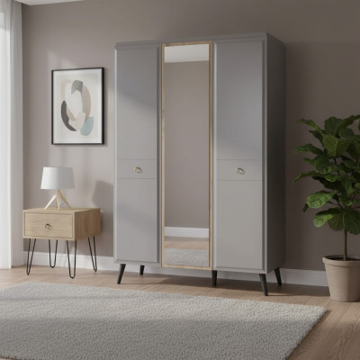 Armadio armadio Armadio in legno Mobili da camera da letto in legno Grigio di lusso