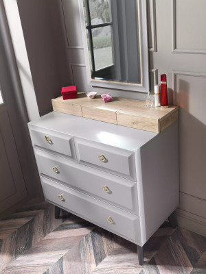 Set completo di mobili da camera per ragazzi Letto in legno Grigio Set 4 pezzi
