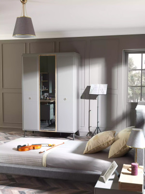 Mobili per bambini Letto Completo Letto per bambini Camera da letto Bambini Legno Grigio Set 4 pezzi